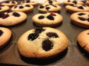 (Hand-foraged) Blackberry Financiers. They're "rich." Get it?