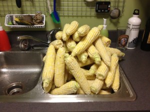 Wash the corn and cut off any bad spots.